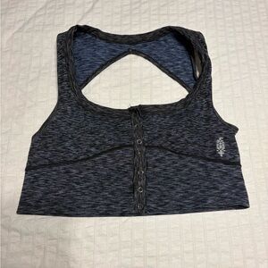 Free People FP Movement Gray and Navy Heathered Sports Bra with Open Back